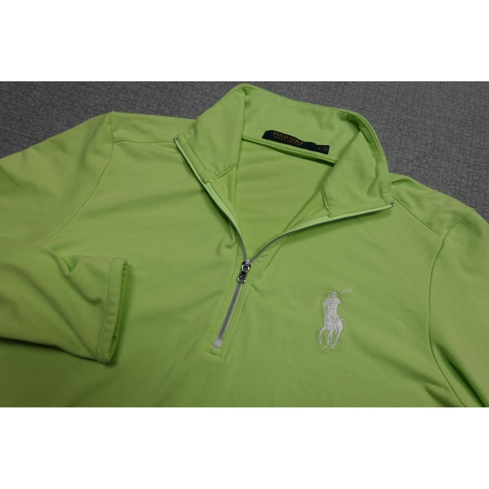 Polo Ralph Lauren Quarter Zip Pullover Men Large Green Golf Lightweight Big Pony
